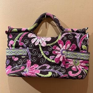 Vera Bradley Purple Punch Floral Print D Handle Handbag EUC